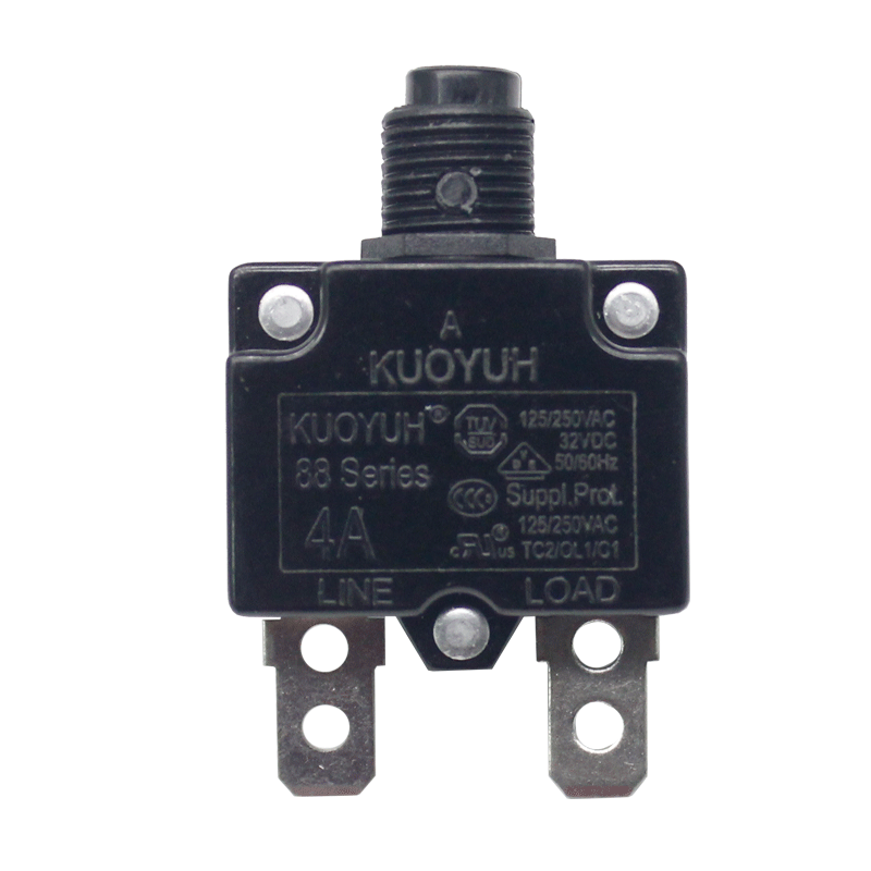 KUOYUH 4 Amp 88 Series Quick Connect Terminals Push-To-Reset Thermal Circuit Breaker