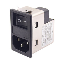 Load image into Gallery viewer, Power entry Module double IEC 320 C14 AC socket EMI EMC noise filter with boat switch with double fuse holder (10SS6A-B2AIR-QPB)

