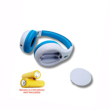 Load image into Gallery viewer, Portable Personal FM Radio Headphones Pull-Out Antenna for Great Reception, Walking, Jogging, Relaxing, School, Talk Radio - Powered by 2AA Batteries (Not Included) (White &amp; Blue)
