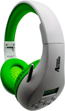 Load image into Gallery viewer, Portable Personal FM Radio Headphones Pull-Out Antenna for Great Reception, Walking, Jogging, Relaxing, School, Talk Radio - Powered by 2AA Batteries (Not Included) (White &amp; Lime Green)
