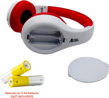 Load image into Gallery viewer, Portable Personal FM Radio Headphones Pull-Out Antenna for Great Reception, Walking, Jogging, Relaxing, School, Talk Radio - Powered by 2AA Batteries (Not Included) (White &amp; Red)
