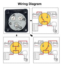 Load image into Gallery viewer, 12- 48V marine boat car bus main heavy duty dual battery isolator disconnect switch
