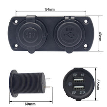 Load image into Gallery viewer, 12v Dual USB Charger Power Adapter 2 in 1 cigarette lighter socket 5V 3.1A for car motorcycle atv
