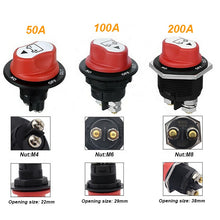 Load image into Gallery viewer, 50V 100A Battery Switch Waterproof Master Isolator Dual Battery Disconnect Switch for Boat
