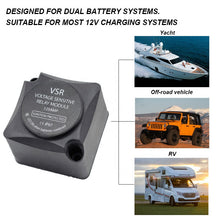 Load image into Gallery viewer, DC 12V Smart Automatic Auto Dual Battery Isolator vsr relay 125A for caravan marine RV boat
