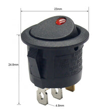 Load image into Gallery viewer, Round rocker switch with red lamp power switch RS601C-101N171BB
